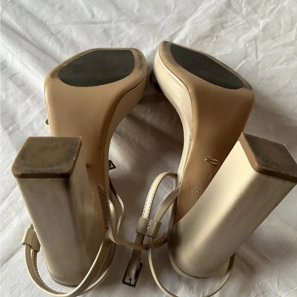 Tony Bianco Detroit Heels Platform Vanilla Capretto Cream 7 $210 - Picture 6 of 7